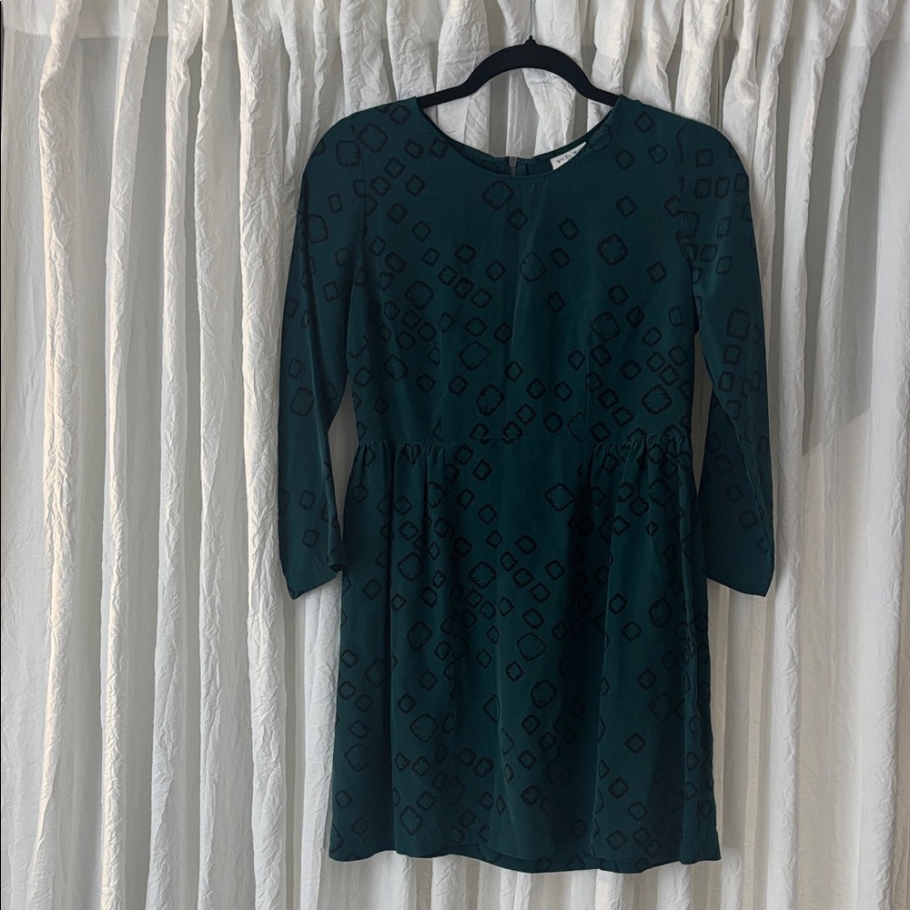 Sunshine & Shadow Dark Teal Geometric Dress